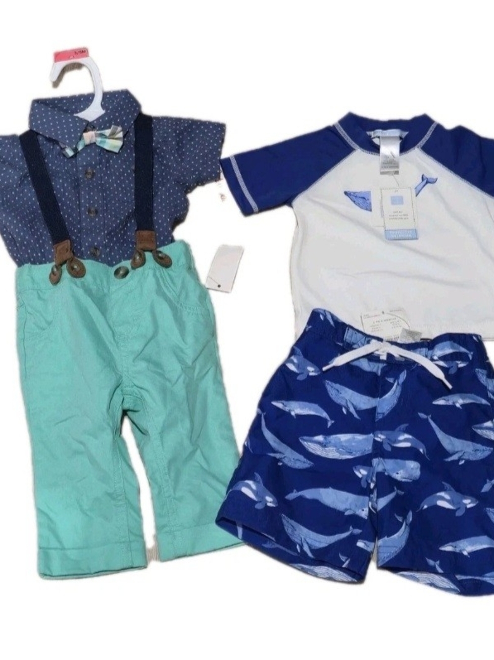 NWT Designer Clothes Bundle Cat & Jack Suspender Set & Janie & Jack Swim